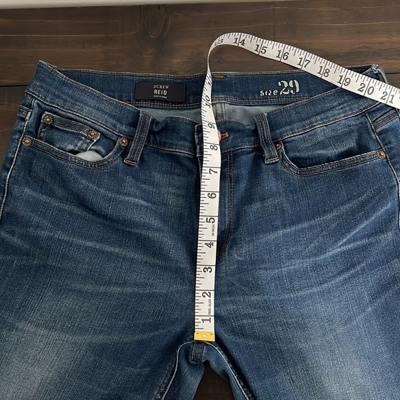 J Crew Reid Straight Stretchy Jeans w/ Dark Wash and Raw Hem Size 29 - Picture 10 of 11